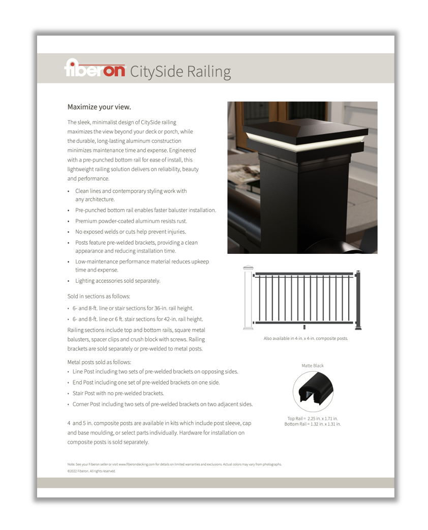 Fiberon CitySide Matte Aluminum Post Hardware Kit - Black (Includes Hardware for Installation of Posts on De
